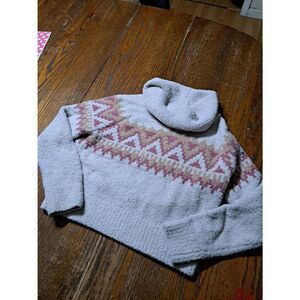 Small Kaisley Long Sleeve Turtleneck Grey Pink Tan Soft Sweater Shirt Pullover